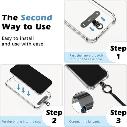 MoKo Retractable Phone Tether Lanyard, Anti-theft Cell Phone Strap with Silicone Sleeve-Fits up to 6.8" Phones, 360° Metal Tether Tab Cellphone Leash Harness for Fishing, Skiing, Kayak, Travel, Black in Saudi Arabia