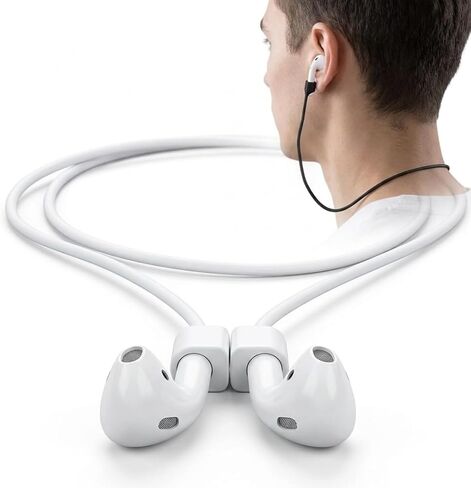 عبوتان من حزام مغناطيسي مضاد للفقد لأجهزة AirPods 3، حبل سيليكون ناعم لـ AirPods Pro 2، حبل رقبة آمن لسماعات الأذن اللاسلكية، سلك موصل رياضي، أسود، أبيض in Saudi Arabia