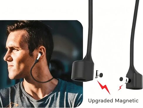 عبوتان من حزام مغناطيسي مضاد للفقد لأجهزة AirPods 3، حبل سيليكون ناعم لـ AirPods Pro 2، حبل رقبة آمن لسماعات الأذن اللاسلكية، سلك موصل رياضي، أسود، أبيض in Saudi Arabia