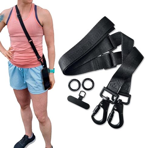 YAEL Halo Black Adjustable Cut-Resistant Anti-Theft Security Strap with Locking Clips for Phone, Camera, Bag, Wallet, Keys & More, Includes 2 Hinge Rings & Phone Case Insert in Saudi Arabia