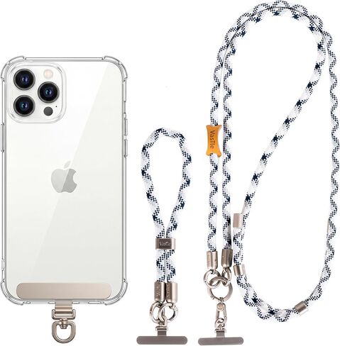 Melphoe الهاتف الخليوي الحبل Crossbody حزام الهاتف حامل الرقبة، 1PCS قابل للتعديل الهاتف المحمول الحبل المقود، 1PCS حزام المعصم المعصم، 2PCS علامات التبويب حبل، أبازيم معدنية قسط، 8MM سميكة لينة الجلد ودية in Kuwait
