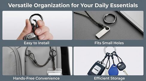 Metal Spring O-Ring Set with Lanyards, 10 Pack Grey 24mm Rings and 15 Pack Black 2.5-inch Nylon Wrist Straps, for Key, Bag, Purse, Handbag, Buckle, Mobile Phone in Saudi Arabia