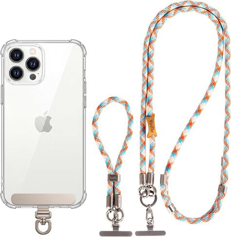 Melphoe الهاتف الخليوي الحبل Crossbody حزام الهاتف حامل الرقبة، 1PCS قابل للتعديل الهاتف المحمول الحبل المقود، 1PCS حزام المعصم المعصم، 2PCS علامات التبويب حبل، أبازيم معدنية قسط، 8MM سميكة لينة الجلد ودية in Kuwait