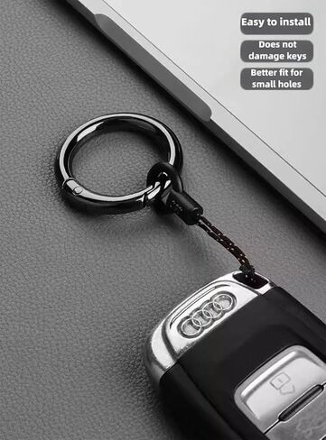Metal Spring O-Ring Set with Lanyards, 10 Pack Grey 24mm Rings and 15 Pack Black 2.5-inch Nylon Wrist Straps, for Key, Bag, Purse, Handbag, Buckle, Mobile Phone in Saudi Arabia