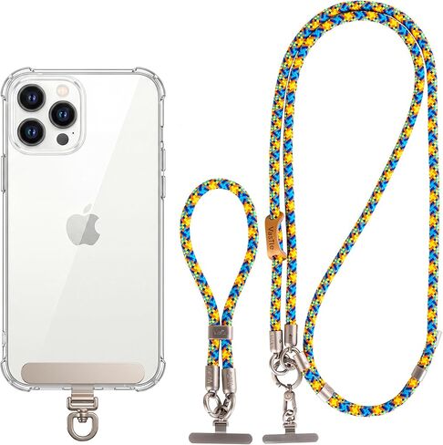 Melphoe الهاتف الخليوي الحبل Crossbody حزام الهاتف حامل الرقبة، 1PCS قابل للتعديل الهاتف المحمول الحبل المقود، 1PCS حزام المعصم المعصم، 2PCS علامات التبويب حبل، أبازيم معدنية قسط، 8MM سميكة لينة الجلد ودية in Kuwait