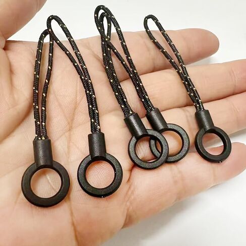 Metal Spring O-Ring Set with Lanyards, 10 Pack Grey 24mm Rings and 15 Pack Black 2.5-inch Nylon Wrist Straps, for Key, Bag, Purse, Handbag, Buckle, Mobile Phone in Saudi Arabia