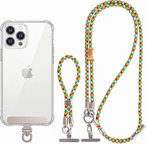 Melphoe الهاتف الخليوي الحبل Crossbody حزام الهاتف حامل الرقبة، 1PCS قابل للتعديل الهاتف المحمول الحبل المقود، 1PCS حزام المعصم المعصم، 2PCS علامات التبويب حبل، أبازيم معدنية قسط، 8MM سميكة لينة الجلد ودية in Kuwait
