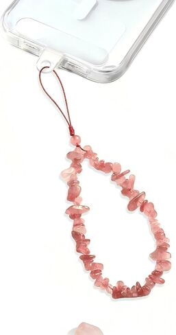 Healing Crystal Phone Wrist Strap with Pad, Beaded Crystal Bracelet Lanyard for Phone Case, Mindful Intention Accessory in Saudi Arabia