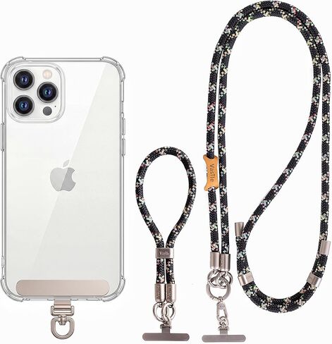 Melphoe الهاتف الخليوي الحبل Crossbody حزام الهاتف حامل الرقبة، 1PCS قابل للتعديل الهاتف المحمول الحبل المقود، 1PCS حزام المعصم المعصم، 2PCS علامات التبويب حبل، أبازيم معدنية قسط، 8MM سميكة لينة الجلد ودية in Kuwait