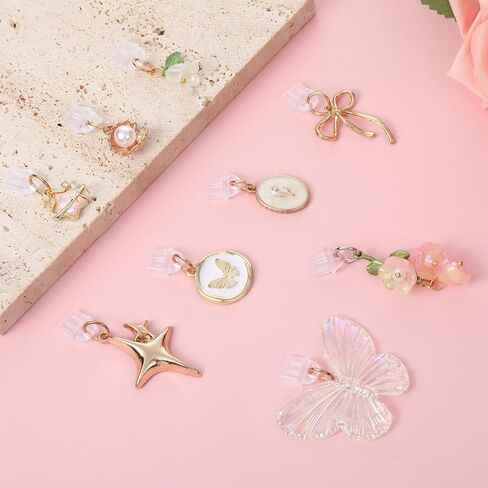 9 Pcs Type C Dust Plug Charm Butterfly Bow Flower Star Shape Charging Port Protector Plastic Anti Dust Cover Accessory with Pendant Compatible with All Type C Devices Cellphone Tablets Laptops in Saudi Arabia