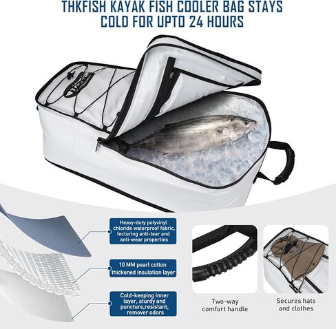 THKFISH Insulated Kayak Fish Cooler Bag, 24.5in Kayak Cooler Backpack for Fishing Operation with Dual Zipper and Magnetic Open Keeps Ice Cold for 24 Hours in Saudi Arabia