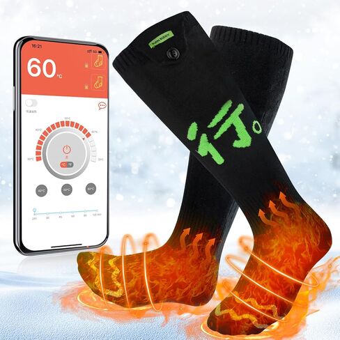 Heated Socks for Men Women, APP Control Electric Heated Socks Rechargeable Washable, Battery Heated Socks Foot Warmer Socks for Hiking Biking Camping Skiing Hunting Outdoor Work, Heating Thermal Socks in Saudi Arabia