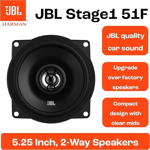 JBL Stage1 51F Harman Kardon مكبر صوت للسيارة ثنائي الاتجاه - 150 وات 30 وات RMS - طقم سماعات سيارة Hifi مكون من قطعتين صندوق 13 سم | 130 ملم | 5.25 بوصة in Kuwait
