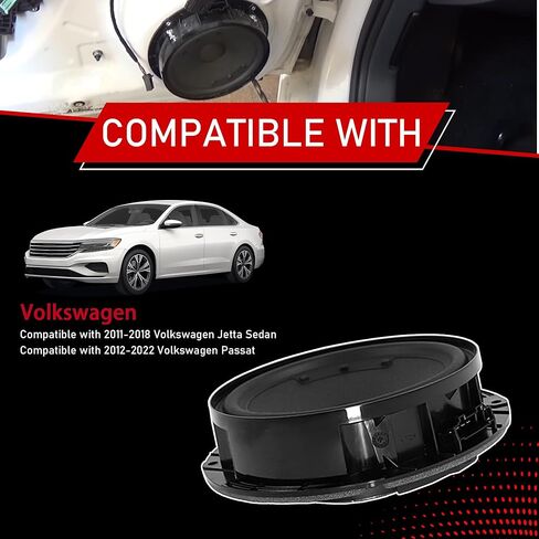 مجموعة مكبرات الصوت للباب الأمامي 6 بوصة متوافقة مع 2011-2018 Volkswagen Jetta 2012-2022 Passat للسائق الأيسر للركاب الأيمن وراديو الصوت ومكبر الصوت يستبدل 5C6035454A 5C6-035-454-A in Kuwait