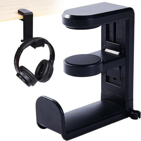 Headphone Stand for Desk - Clamp On Headset Holder with 360° Rotation & Cable Management - Universal Desktop Headphone Hanger Hook for All Headsets in Saudi Arabia