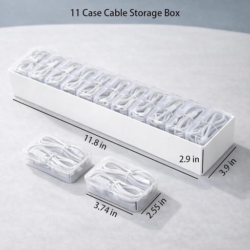 KUGUA 2 Pack Cable Organizer Box Set with 7 and 11 Clear Cases for Charging Cables, Chargers, Earphones and Small Accessories, Includes Cable Ties and Labels for Home, Desk and Drawer in Saudi Arabia