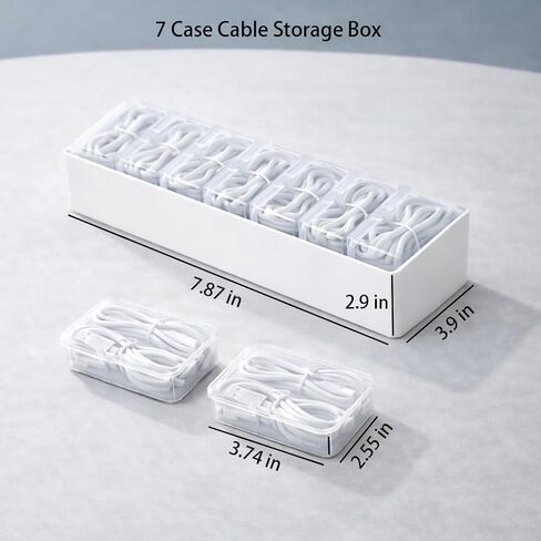 KUGUA 2 Pack Cable Organizer Box Set with 7 and 11 Clear Cases for Charging Cables, Chargers, Earphones and Small Accessories, Includes Cable Ties and Labels for Home, Desk and Drawer in Saudi Arabia