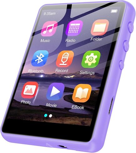مشغل MP3 سعة 128 جيجابايت مع بلوتوث 5.4، مشغل موسيقى هاي فاي محمول 2.4 بوصة مع راديو FM/مكبر صوت عالي الدقة/كتاب إلكتروني/صور/فيديو/ساعة منبه، سماعات مشغل موسيقى رقمية متضمنة in Kuwait