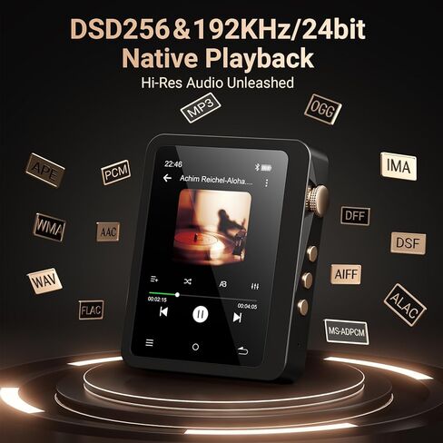 مشغل موسيقى MECHEN M33 HiFi MP3: مشغل موسيقى بلوتوث 5.3 محمول بسعة 128 جيجابايت مع شاشة 2.8 بوصة، دعم صوت DSD/بدون فقدان، قابل للتوسيع حتى 1 تيرابايت - مشغل صوت رقمي عالي الدقة in Kuwait