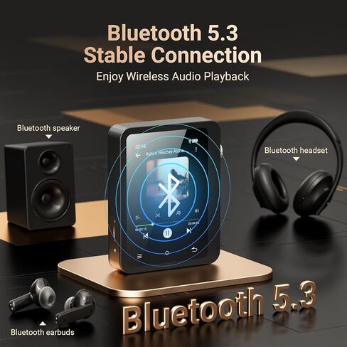 مشغل موسيقى MECHEN M33 HiFi MP3: مشغل موسيقى بلوتوث 5.3 محمول بسعة 128 جيجابايت مع شاشة 2.8 بوصة، دعم صوت DSD/بدون فقدان، قابل للتوسيع حتى 1 تيرابايت - مشغل صوت رقمي عالي الدقة in Kuwait