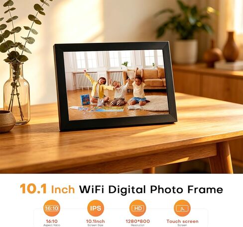 LeaMea Digital Picture Frame 1280x800 HD IPS Touch Screen 32GB Frameo 10.1 Inch Smart WiFi Digital Photo Frame Auto-Rotate Wall Mount Gifts for Christmas Valentine Mother Day in Saudi Arabia
