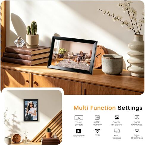 LeaMea Digital Picture Frame 1280x800 HD IPS Touch Screen 32GB Frameo 10.1 Inch Smart WiFi Digital Photo Frame Auto-Rotate Wall Mount Gifts for Christmas Valentine Mother Day in Saudi Arabia