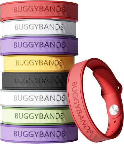 BuggyBands 12 Pack Mosquito Repellent Bracelets Silicone Mosquito Repellent Bands with DEET Free, Natural & Waterproof Bug Wristbands for Kids and Adults, Outdoor Traveling Protection in Saudi Arabia