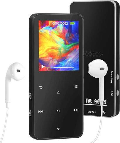 MP3 Player 32GB, Portable Bluetooth 5.2 MP3 MP4 Music Player with Speaker, 1.8" Full Touch Screen, FM Radio, Voice Recorder, E-Book, HiFi Sound, for Sports and Travel in Saudi Arabia