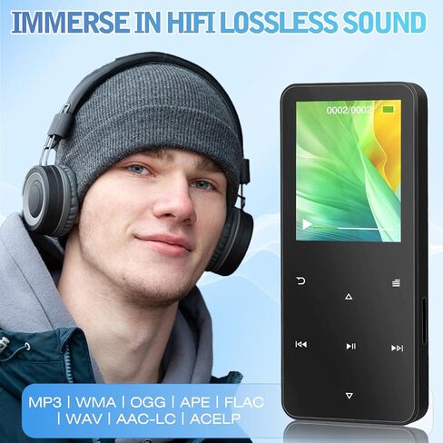 MP3 Player 32GB, Portable Bluetooth 5.2 MP3 MP4 Music Player with Speaker, 1.8" Full Touch Screen, FM Radio, Voice Recorder, E-Book, HiFi Sound, for Sports and Travel in Saudi Arabia