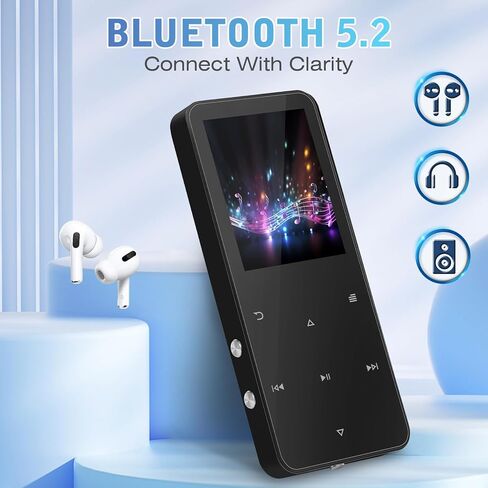 MP3 Player 32GB, Portable Bluetooth 5.2 MP3 MP4 Music Player with Speaker, 1.8" Full Touch Screen, FM Radio, Voice Recorder, E-Book, HiFi Sound, for Sports and Travel in Saudi Arabia