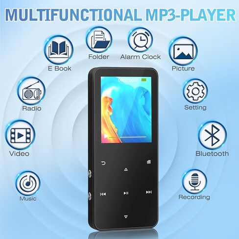 MP3 Player 32GB, Portable Bluetooth 5.2 MP3 MP4 Music Player with Speaker, 1.8" Full Touch Screen, FM Radio, Voice Recorder, E-Book, HiFi Sound, for Sports and Travel in Saudi Arabia