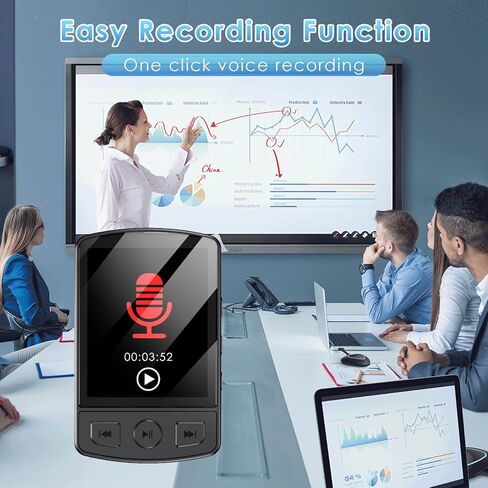 مشغل MP3 Fohil مع بلوتوث 5.2، مشغل MP3 محمول بسعة 64 جيجابايت مع مشبك، مشغل موسيقى MP3 صغير مع سماعات أذن وراديو FM وقراءة الكتب الإلكترونية ومكبر صوت HiFi، أفضل هدية لمحبي الموسيقى in Kuwait