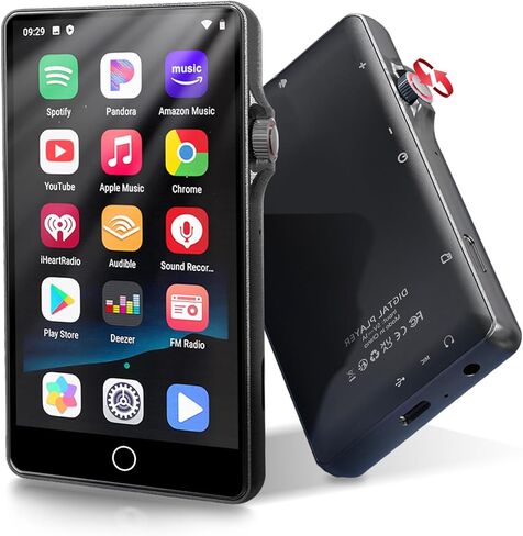 مشغل MP3 سعة 80 جيجابايت مع بلوتوث وواي فاي، مشغل MP3 مع سبوتيفي، باندورا، موسيقى أمازون 4 بوصة شاشة تعمل باللمس مشغل موسيقى أندرويد مع ليبي، راديو FM مشغل MP3 بلوتوث مع صوت هاي فاي للعدائين الرياضيين in Kuwait