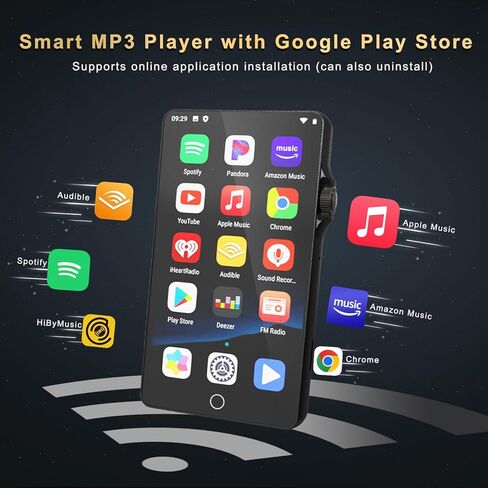 مشغل MP3 سعة 80 جيجابايت مع بلوتوث وواي فاي، مشغل MP3 مع سبوتيفي، باندورا، موسيقى أمازون 4 بوصة شاشة تعمل باللمس مشغل موسيقى أندرويد مع ليبي، راديو FM مشغل MP3 بلوتوث مع صوت هاي فاي للعدائين الرياضيين in Kuwait