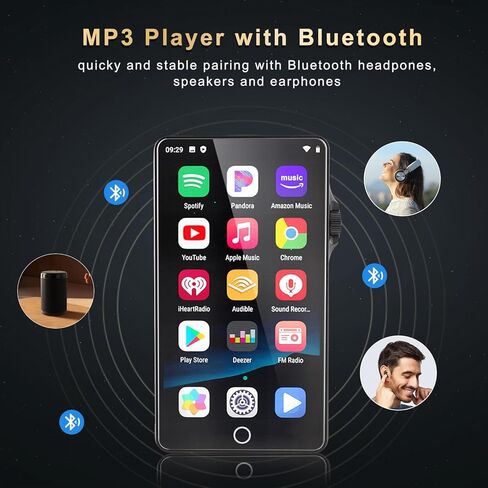 مشغل MP3 سعة 80 جيجابايت مع بلوتوث وواي فاي، مشغل MP3 مع سبوتيفي، باندورا، موسيقى أمازون 4 بوصة شاشة تعمل باللمس مشغل موسيقى أندرويد مع ليبي، راديو FM مشغل MP3 بلوتوث مع صوت هاي فاي للعدائين الرياضيين in Kuwait