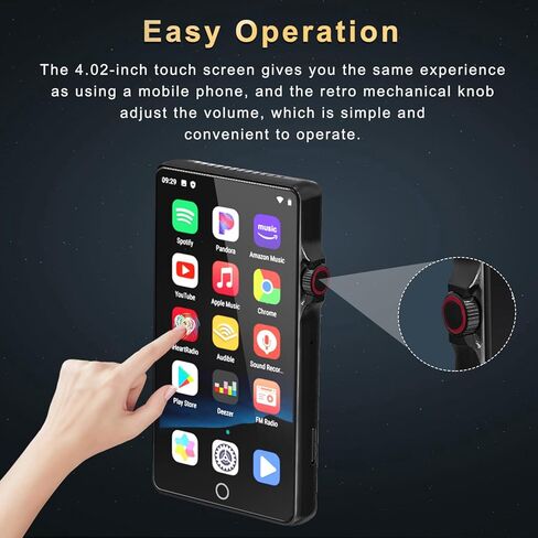 مشغل MP3 سعة 80 جيجابايت مع بلوتوث وواي فاي، مشغل MP3 مع سبوتيفي، باندورا، موسيقى أمازون 4 بوصة شاشة تعمل باللمس مشغل موسيقى أندرويد مع ليبي، راديو FM مشغل MP3 بلوتوث مع صوت هاي فاي للعدائين الرياضيين in Kuwait
