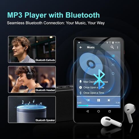 144GB MP3 Player with Bluetooth and WiFi, 4IN HD Full Touch Screen MP3 & MP4 Music Player with Spotify, Libby, Amazon Music,YouTube,Tiktok, E-Book, MP4 Player in Saudi Arabia