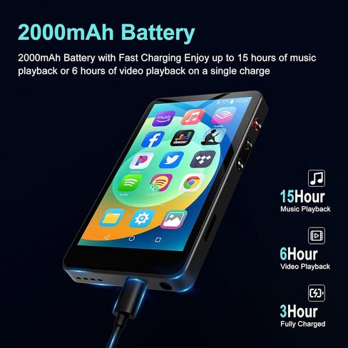144GB MP3 Player with Bluetooth and WiFi, 4IN HD Full Touch Screen MP3 & MP4 Music Player with Spotify, Libby, Amazon Music,YouTube,Tiktok, E-Book, MP4 Player in Saudi Arabia
