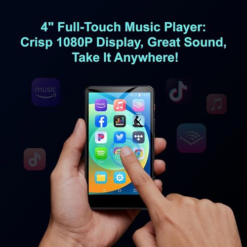144GB MP3 Player with Bluetooth and WiFi, 4IN HD Full Touch Screen MP3 & MP4 Music Player with Spotify, Libby, Amazon Music,YouTube,Tiktok, E-Book, MP4 Player in Saudi Arabia