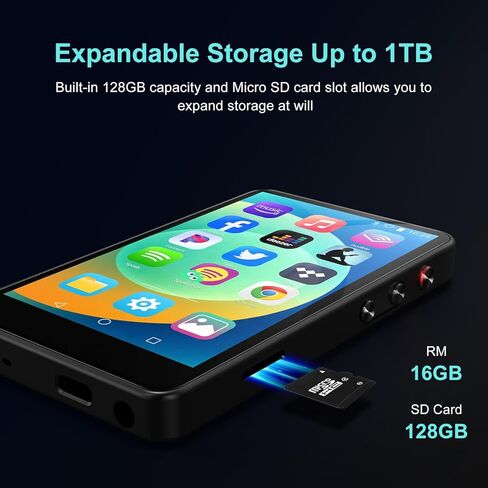 144GB MP3 Player with Bluetooth and WiFi, 4IN HD Full Touch Screen MP3 & MP4 Music Player with Spotify, Libby, Amazon Music,YouTube,Tiktok, E-Book, MP4 Player in Saudi Arabia