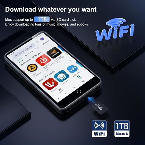 مشغل MP3 سعة 128 جيجابايت - مشغل MP3 مع بلوتوث 5.3، مشغل موسيقى محمول مع راديو FM، مسجل صوت، عداد الخطى، تصميم صغير مثالي للرياضة، سماعات الأذن متضمنة in Kuwait