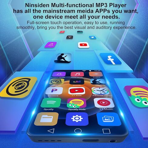 144GB MP3 Player with Bluetooth and WiFi, Parental Control 4" Full-Color Touch Screen MP4 Music Player with Spotify, Amazon Music, Libby, Smart Android Mainstream Media MP3 Player for Kids, Black in Saudi Arabia