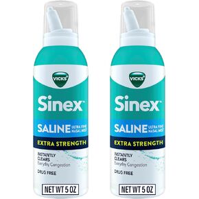 VICKS Sinex Saline بخاخ الأنف بقوة إضافية، 3 مرات رذاذ فائق النعومة وخالي من الأدوية، يزيل المخاط على الفور، وتخفيف سريع وفعال للاحتقان الناتج عن الجيوب الأنفية والحساسية in Kuwait