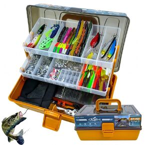 Large 3-Layer Tackle Box with Tackle Included, 421Pcs Fishing Lures Kit - Pliers, Crankbait, Hooks, Weights & Accessories - Freshwater Bass Fishing Bait Lure Gear and Equipment in Saudi Arabia