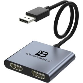 محول DisplayPort إلى HDMI مزدوج 4K@60 هرتز، مقسم DisplayPort لشاشات HDMI المزدوجة، يدعم محور العرض SST/MST الممتد، مقسم DP 1 في 2 للكمبيوتر الشخصي، سطح المكتب، بطاقة رسومات NVIDIA/AMD in Kuwait