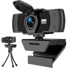 Full HD 1080P Webcam with Dual Microphones & Privacy Cover for PC, Desktop, Laptop, Plug&Play USB Computer Camera with Auto Light Correction for Zoom/Teams/Skype, Conferencing and Live Streaming in Saudi Arabia