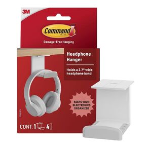 Command Headphone Hanger, 1 Holder and 4 Strips, Holds a 2.7" Wide Band, Black, Great for Damage-Free Electronics Organization for Wired or Wireless Headphones in Saudi Arabia