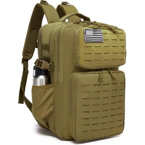 Wotony Military Tactical Backpack for Men Waterproof Daypack 3 Day Assault Pack Laser-Cut MOLLE Webbing Design with Water Bottle Holder Black Small Tactical Assault Bag (Black, 30L) in Kuwait