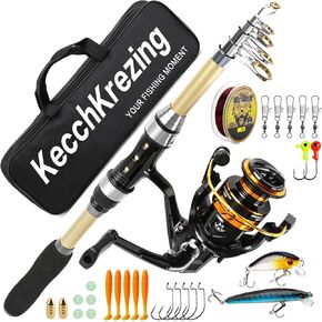 Telescopic Fishing Rod and Reel Combo – Collapsible 5.9ft Fishing Pole with Spinning Reel & Carry Bag, Travel Fishing Starter Kit for Beginners & Gifts in Saudi Arabia
