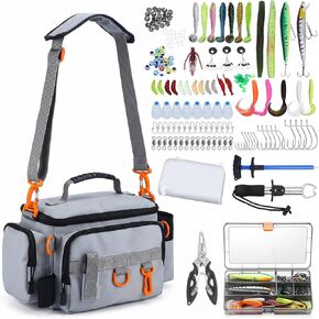 Fishing Tackle Bags with Tackle Box,Waterproof,Padded Shoulder Strap,Gear Storage,Fish Bag with 136 Pcs Fishing Lures Kit,Fish Hook Remover Tool,Fish Lip Gripper,Fishing Plier,Gifts for Men (Green) in Saudi Arabia